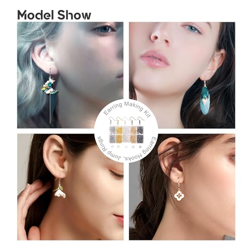 Redamancy 1150 Stück Ohrring Machen Kit, 18x20mm Schmuckherstellung Set, Mehrfarbig Ohrring Haken, Ohrhaken Biegeringe, Ohrringe Selber Machen Set, für DIY Ohrhänger Schmuck Basteln Zubehör