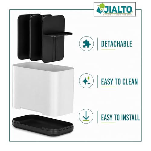 Image of JIALTO Toothbrush Holder for Bathroom ABS Plastic Easy Wall Mounted No Drilling Storage Self Adhesive Magic Sticker Holders Organizer Suitable for Family and Dorm - Toothbrush Holder Big - Black