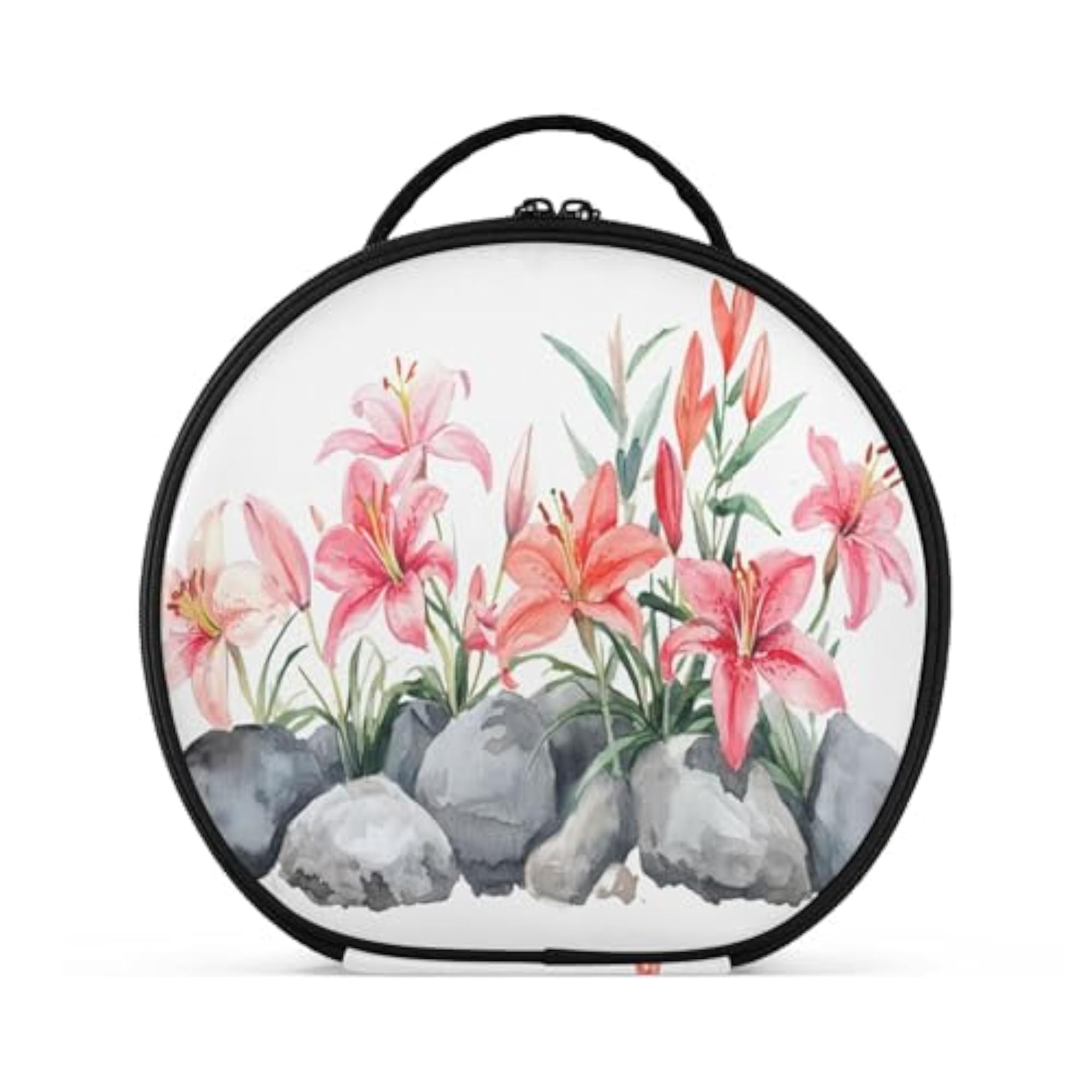 Lilies Growing in Rocks Travel Makeup Case, Portable Organizer