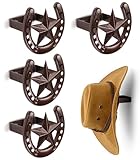 Cowboy Hat Hanger Wall Mount, 4 Pack Cowboy Hat Rack, Metal Horseshoe Hook, Horseshoe Decor, Western Hat Hook for Wall, Hat Holder for Entryway Closet, Bridle Hook for Tack Room, Horse Supplies