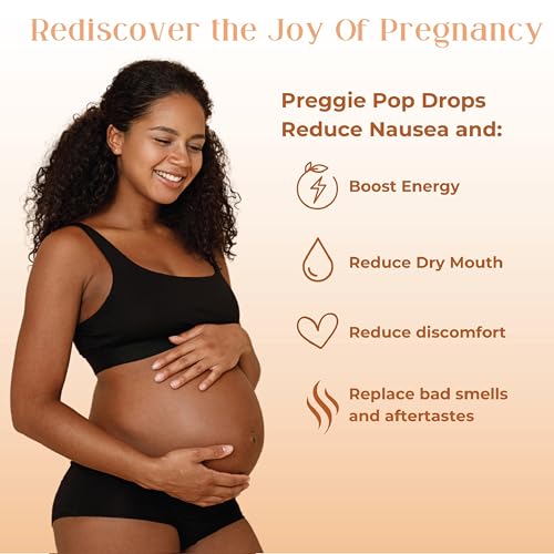 Image of Three Lollies Preggie Drops Plus Pregnancy Nausea Relief Drops with 10 mg Vitamin B6 and Essential Oils, Morning Sickness and Queasy Stomach Support for Pregnant Women, Sour Lemon, 32 Count