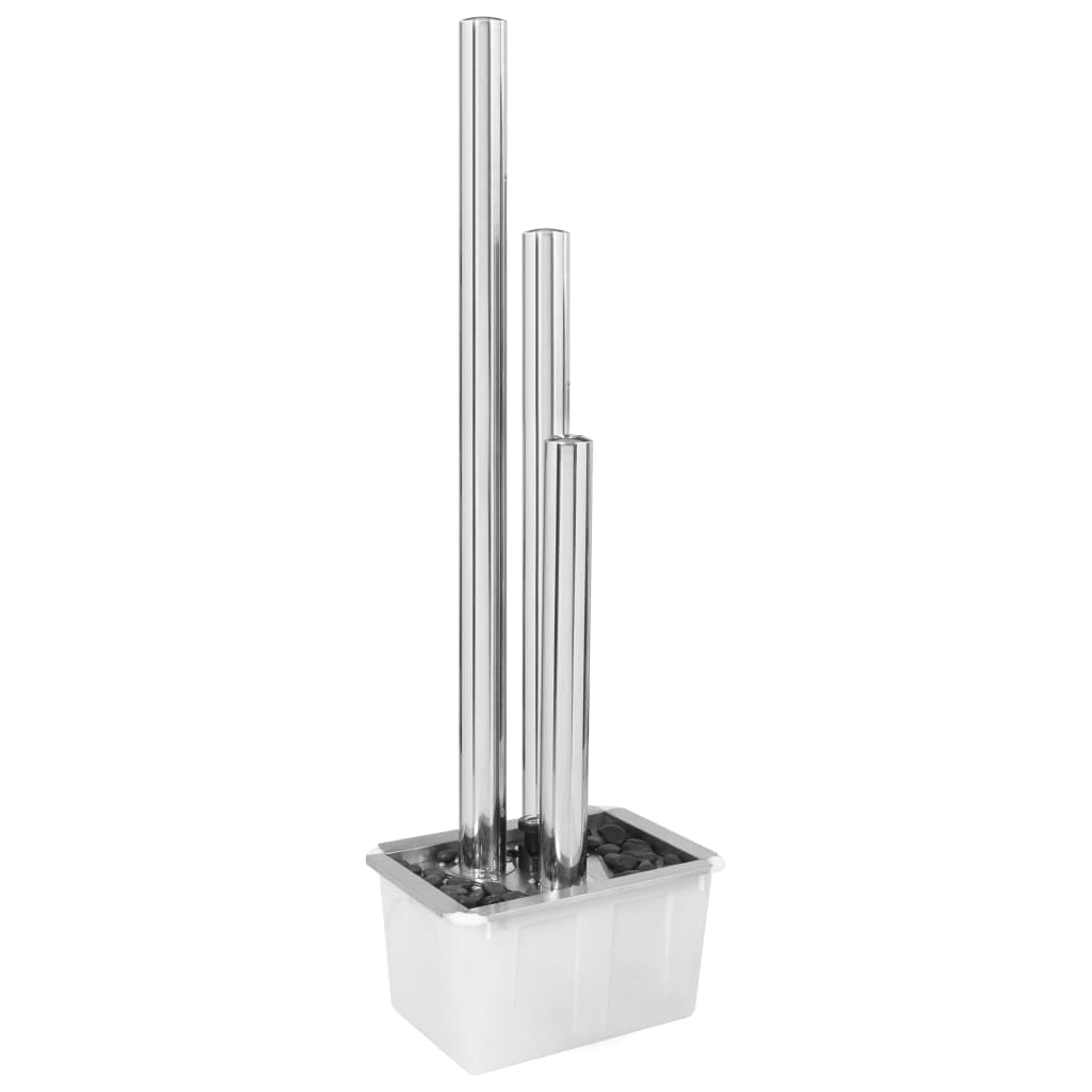 vidaXL Gartenbrunnen mit LED Beleuchtung Säulenbrunnen Springbrunnen Garten Deko Brunnen Zierbrunnen Wasserspiel Silbern 48x34x153cm Edelstahl