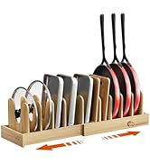 Housolution Bamboo Pot and Pan Organizer for Cabinet, 15"-29" Expandable Pot Lid Organizer with 1...