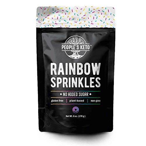 Keto Sprinkles, 6 oz. Larger Value Size, Dye Free, Non-GMO, Plant-Based, Vegan, Gluten Free, All Natural, No Artificial Coloring, Sugar Free Sprinkles, 1g Net Carb (Rainbow, Single Package)