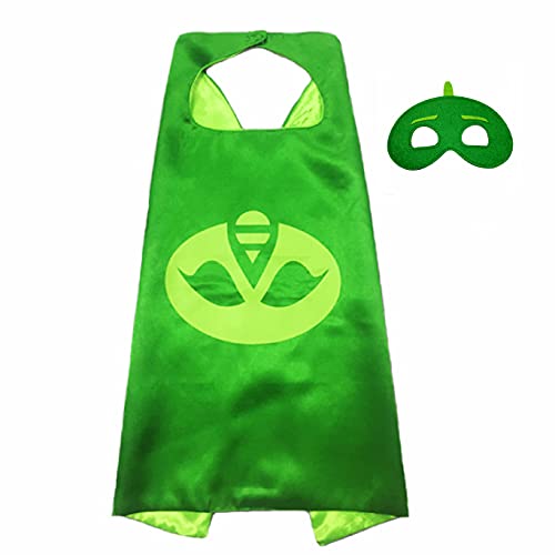 Superhero Capes and Masks Set for Kids Toddler Birthday Party Favors Party Supplies Decorations | Halloween Costumes Dress Up| Super hero Dress Up Capes| Gift Toys Party Masks (Pj Gecko)