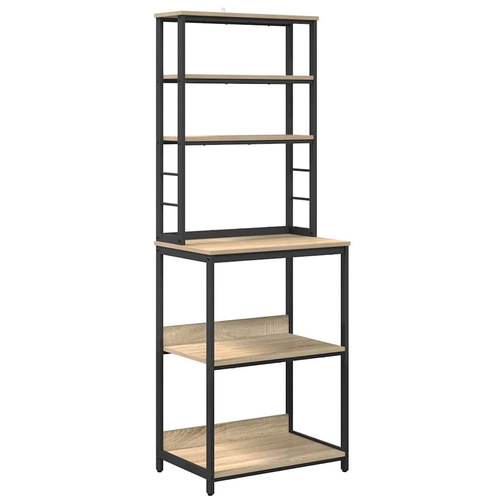 Industrielles Standregal Küche aus Holzwerkstoff mit Stahlrahmen, 60 x 40 x 168 cm, freistehendes Industrieregal für Kochutensilien und Deko, pflegeleicht