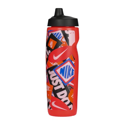 Image of Nike REFUEL Bottle 24 OZ Graphic Graphic LT Crimson /Black /LT Crimson /Safety Orange /White, SQUEEZABLE Sipper Bottle 710 ml