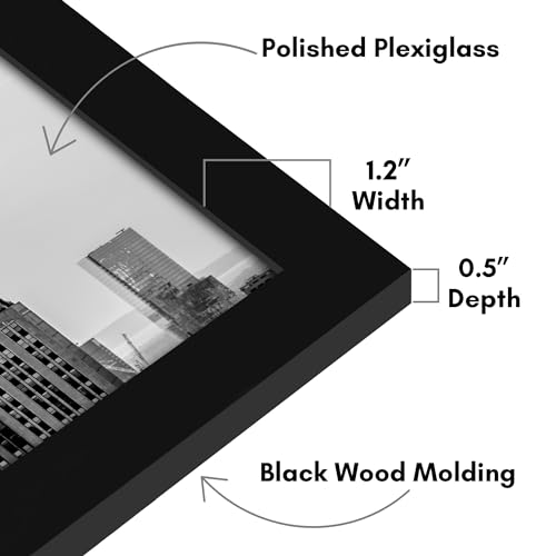 Americanflat 14x22 Picture Frame with Polished Plexiglass - Black Picture Frame - Wide Photo Frames Made of Engineered Wood for Vertical or Horizontal Wall Display - Epic Collection - Black