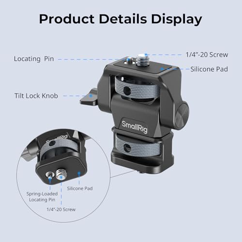 SmallRig Adjustable Camera Monitor Mount, 360° Swivel and 180° Tilt Monitor Holder, with 1/4