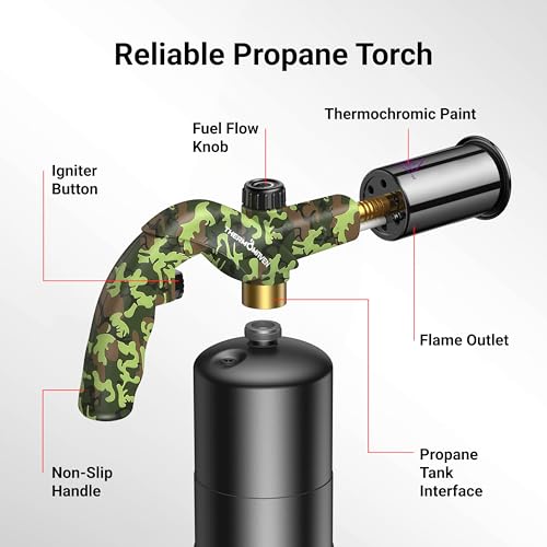 ThermoMaven Propane Torch Lighter, Cooking Torch Gun, Charcoal Lighter, Flame Thrower Adjustable Kitchen Food Torch Head, Blow Torch for Grill, Sous Vide, BBQ, Gas Welding Kit (Gas Tank Not Included) - Image 6