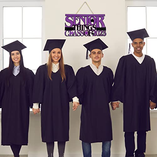 Graduation Party Decorations Class Of 2023 Senior Things Wooden Sign Purple Graduation Decorations Graduate Photo Booth Props Wood Cutout For Graduation Party Decor #TOP4