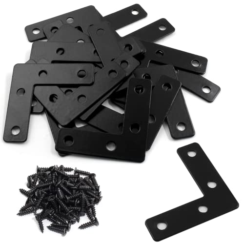 BokWin 20Pcs L-Shape Flat Corner Braces Right Angle Flat Mending Plates Flat Corner Braces for Wood 1.97x1.97