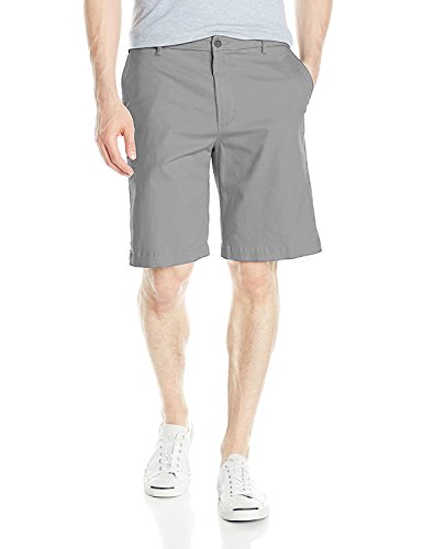 IZOD Men's Saltwater Cotton 10-Inseam Flat Front Chino Shorts Cinder Block 40