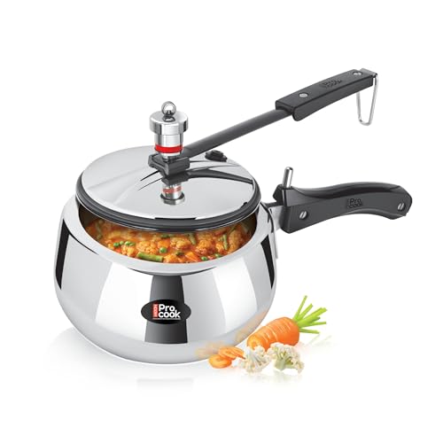 Image of Milton Pro Cook Induction Cookware & Gas Stove Friendly Triply Stainless Steel Curve Pressure Cooker with Inner Lid 2 Litre | Gasket Release System | Hot Plate & Flame Safe | 5 Year Warranty | Silver
