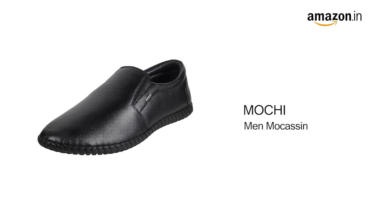 Buy Mochi Mens Leather Black Mocassin (Size (7 UK (41 EU 