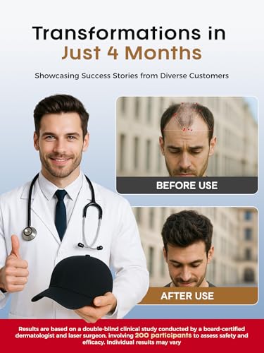 Image of FDA Cleared Laser Hair Growth Cap for Men Women, LLLT Red Light Therapy for Hair Growth & Loss, 30-Min Daily Home Session - Wear While Working Reading Watching TV