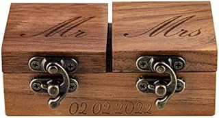 Personalized Wooden Ring Box Custom Wedding Ring Bearer Box Engraved Name Ring Case Jewelry Box Wooden Ring Holder Proposal Rustic Ring Case for Marriage Engagement