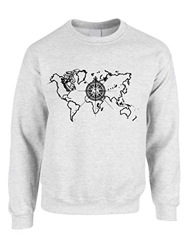 ALLNTRENDS Adult Crewneck World Map Compass Cool Stuff Trendy Top