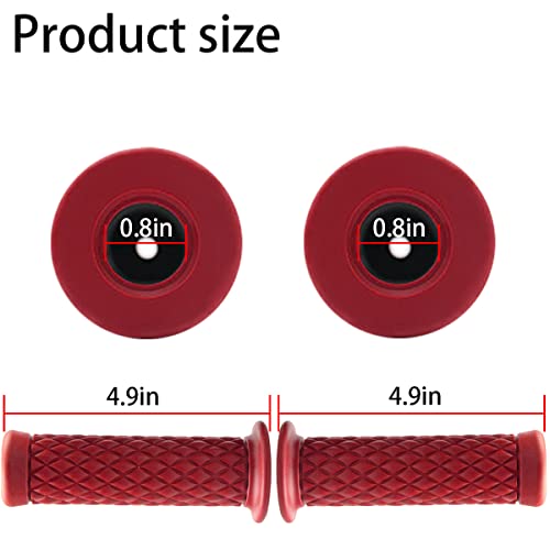 Image of Motorcycle Hand Grips, Non Slip Rubber Bar for 7 /8 inch 22mm /24mm Handles, Vintage Motorbike Thruster Grip, Handlebar for Hand Comfort, Universal for Motocross Scooter Dirt Bike, Open End (Wine Red)