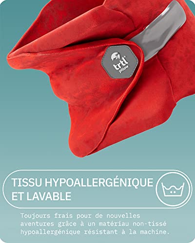 Trtl Travel Pillow Rouge Oreiller Cervical Peu Encombrant Voyage Reposant En Avion Voiture Et Bus Systeme De Soutien Unique Lavable En Machine
