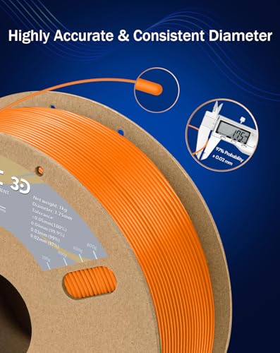 Image of DURAMIC 3D PETG Filament 1.75mm Orange, 3D Printing Filament 1kg Spool(2.2lbs), Orange Filament 1.75mm Dimensional Accuracy + /- 0.05 mm Non-Tangling Non-Clogging Non-Stringing (Pantone 165C)