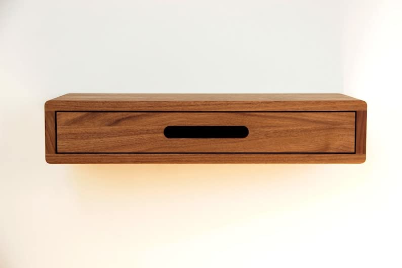 Image of IThree Modern Nightstand with Open Shelf, Single Drawer, Black Wood, Mid-Century Style Legs (Style 1) (Style 1)
