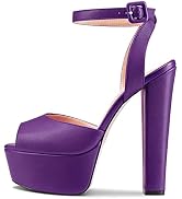 NobleOnly Women's High Block Platform Prom Heels Ankle Strap Sandals 5.9" Heels