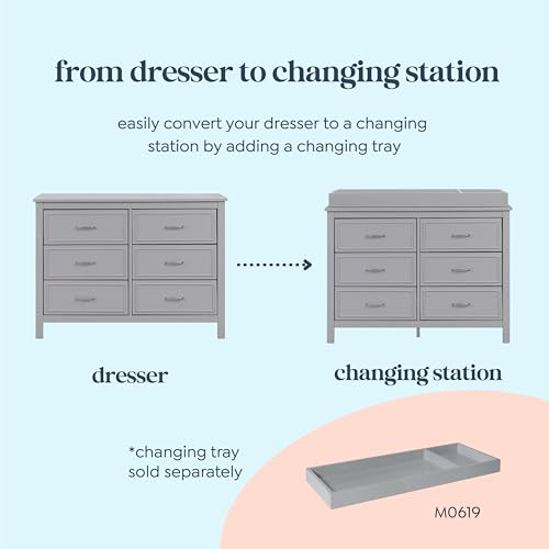 Image of Davinci Charlie 6-Drawer Double Dresser in Grey | daVinci Charlie 6-Drawer Baby Dresser, GREENGUARD Certified - Grey