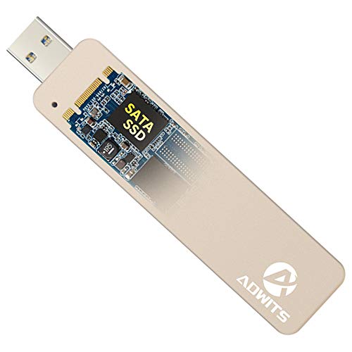 ADWITS USB 3.0 UASP naar SATA NGFF M.2 2230/2242/2260/2280 Key B of B&M SSD SuperSpeed ​​Adapter, draadloze externe behuizing voor Samsung 850 EVO, DREVO Crucial Solid State Drive & Meer, Goud