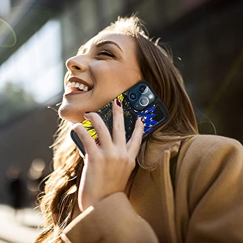 Image of HAOPINSH Compatible with iPhone 13 Pro Max Wallet Case with Card Holder, American Flag Sunflowers Pattern Back Flip PU Leather Kickstand Card Slots Case, Double Magnetic Clasp Cover 6.7 inch