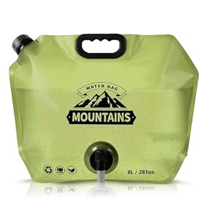 Collapsible 8L Water Storage Bag, BPA-Free Portable Folding Water Jug with Adjustable Faucet, Leakproof Emergency Water Bag for Camping, Hiking, Riding, Outdoor Sport (1, Green)