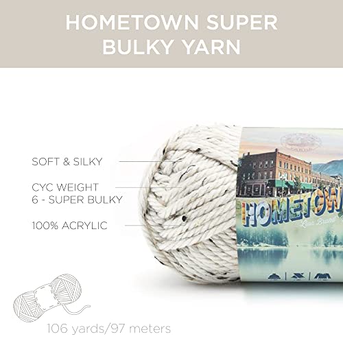 Lion Brand Yarn Hometown Yarn, Bulky Yarn, Yarn For Knitting And Crocheting, 3-Pack, Aspen Tweed #TOP2