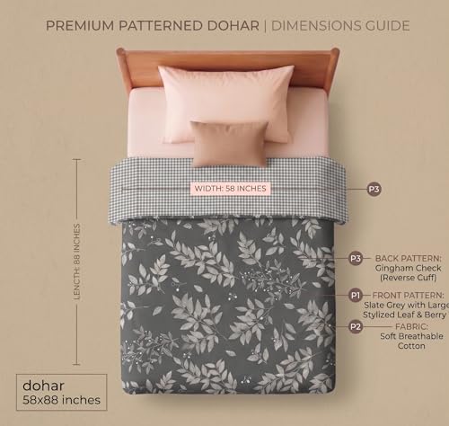Image of BSB HOME 280 GSM Reversible Dohar for Single Bed, Ultra Soft Microfiber AC Blanket, Lightweight All Season Blanket, Breathable, Skin Friendly, 60 x 88 Inches (152 x 224 cm) - Slate Grey
