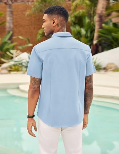 COOFANDY Men's Short Sleeve Shirts Summer Casual Dress Shirt Regular Fit Smart Casual Button Down Shirts Plain - Image 4