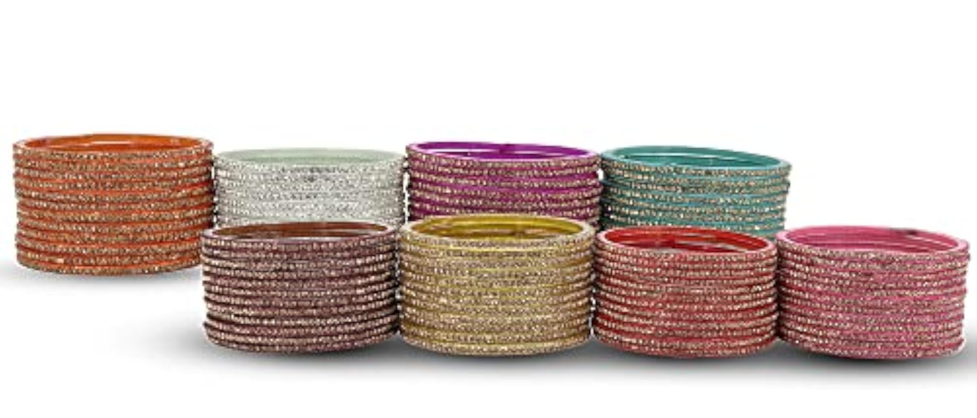 Zircon Gemstone and Bead Studded Bangle Set