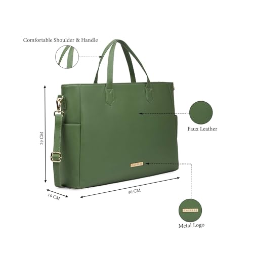 Image of Caprese Bow 15.6 Inch Large Laptop Bag for Women with Adjustable & Detachable Straps | Stylish, Durable, and Spacious with Multiple Compartments for Work, Travel, and Everyday Use