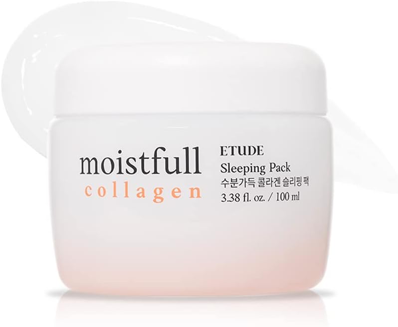 ETUDE Moistfull Collagen Sleeping Pack, Face Moisturizer, Night Cream, Super Collagen Water, Baobab Oil, Gel Texture, Deep Hydration, Korean Skin Care, Beauty (3.38 Fl Oz)