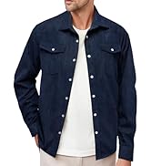 Barry.Wang Mens Corduroy Jacket Shirts Cowboy Lightweight Wrangler Field Western Casual Long Slee...