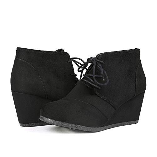 DREAM PAIRS Women's Wedge Boots Casual Fashion Lace Up Low Heel Ankle Booties Shoes2