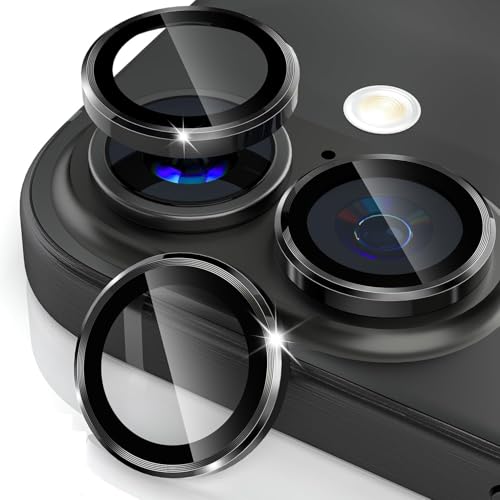 Image of Premium Camera Lens Protector Compatible For iPhone 16 (Black) Camera Lens Protector - 9H Tempered Glass, Military-Grade Anti-Scratch, Case-Friendly, Easy Install Frame