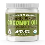 Raw Paws Virgin Organic Coconut Oil for Dogs & Cats, 8-oz - Treatment for Itchy Skin, Dry Nose, Paws - Hot Spot Lotion for Dogs - Natural Hairball Remedy for Cats