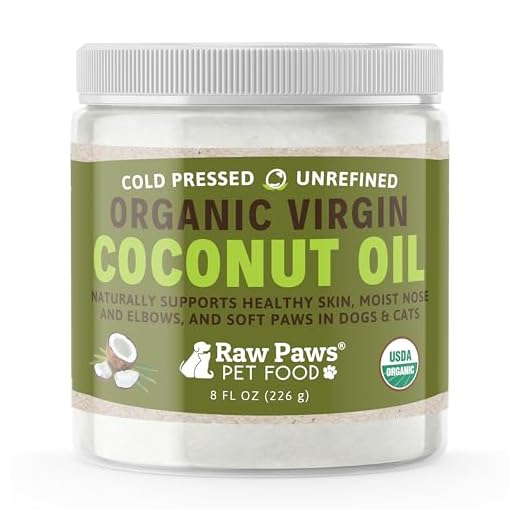 Raw Paws Organic Coconut Oil for Dogs & Cats, 8-oz - Treatment for Itchy Skin, Dry Nose, Paws, Elbows, Hot Spot Lotion for Dogs, Natural Hairball Remedy for Dogs & Cats