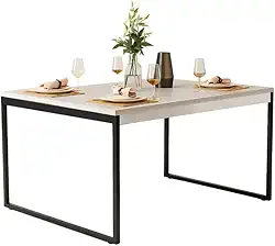 Mesa de jantar MDF para 4 pessoas, 100 cm, estilo industrial - para salas de estar, cozinhas ou apartamentos (Branca Econômica)