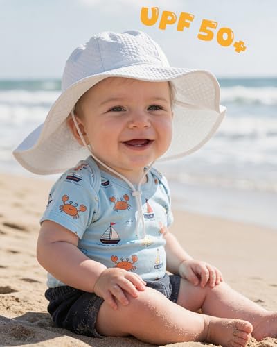 HONGTEYA Baby Sun Hat Sun Protection Stripe Wide Brim Toddler Beach Hat - image 3