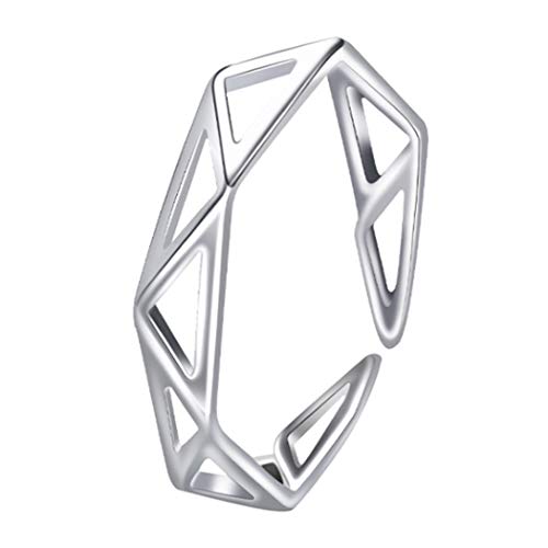 Ushiny Anillo bohemio triangular de plata ajustable anillo abierto personalidad geométrica anillo vintage joyería para mujeres y niñas Cover