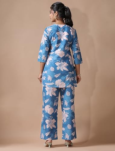 Image of Pinkmint Women's Pure Cotton Co Ord Set l Kurta Sets for Women |Kurta Sets| Printed Kurta with Pant l Stylish Pocket & 3 /4 Sleeve Women Co-ord Set (Avaiable in Plus size)
