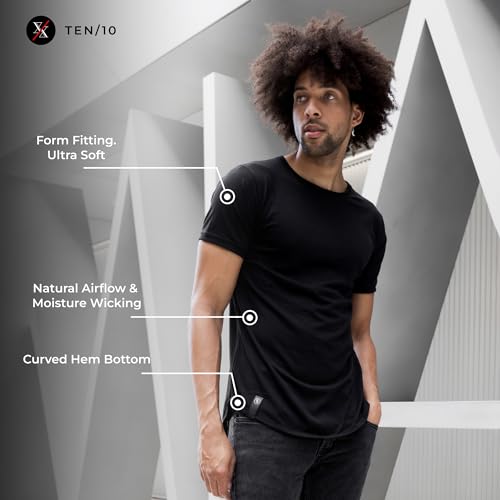 Ten10 Apparel Men's Premium Crew Neck Short Sleeve T-Shirt, Curved Hem, Velura Blend2
