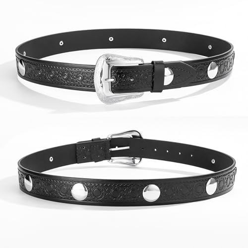 Elegant PU Belt Soild Casual Jeans Waist Belt Retro Western Buckles Waistband for Fashion Enthusiasts3