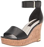Franco Sarto Womens Clemens Cork Espadrille Wedge Black Leather 10 M