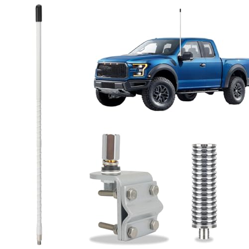 CB Radio Antenna Whip Fiberglass Antenna Kit 2’ Foot Long Range with SO239 Stud,Single Groove Mount,Heavy Duty Stainless Steel Spring